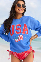 Athletic USA Flag Blue Graphic Sweatshirt