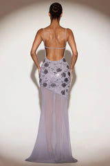 Embellished Sweetheart Neck Backless Gown in Lilac