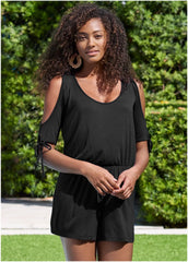 Cold Shoulder Romper Black