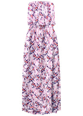 Strapless Maxi Dress Pink Purple