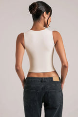 Modal Square Neck Top in Ivory