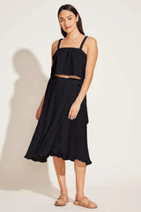 Tallows Blousy Crop Top Black EcoLinen