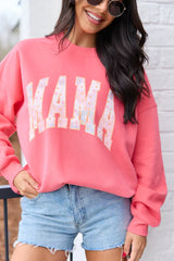 Mama Block Multi Daisy Light Red Graphic Sweatshirt