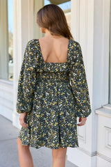 Sophia Black Floral Smocked Top Dress
