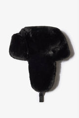 Faux Fur Trapper Hat in Black