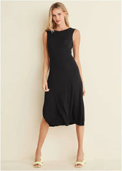 Crochet Back Midi Dress Black
