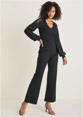 Ponte Lace Detail Jumpsuit Jet Black