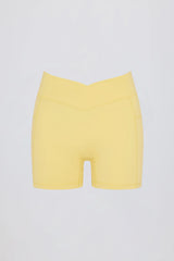 Soft Active Pocket V Waist Mini Shorts in Lemon