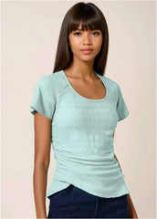 Bubbly Knit Wrap Top Dusty Mint