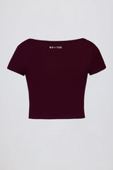 Soft Active Sweetheart Neck Crop Top in Burgundy