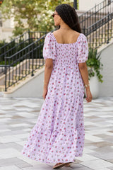 Aurora Lavender Smocked Top Maxi Dress