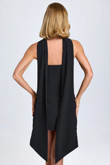 Scarf Detail A Line Mini Dress in Black