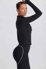 Soft Active Zip Up Jacket in Black