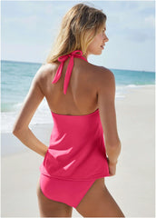 Sicily Halter Tankini Top Raspberry