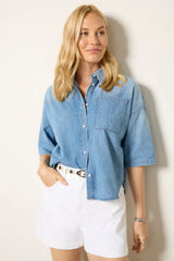 Frances Cropped Cape Button Up