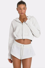 Oversized Zip Up Hoodie in Coconut