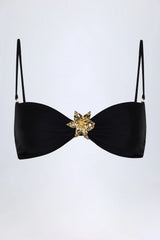 Hardware Detail Halterneck Bikini Top in Black