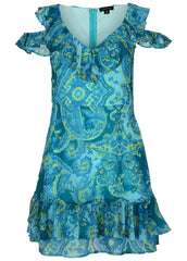 Paisley Ruffle Mini Dress Garden Paisley