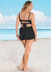 Criss Cross Wrap Top Black Vintage Dot