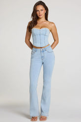 Mid Rise Bootcut Jeans in Light Denim