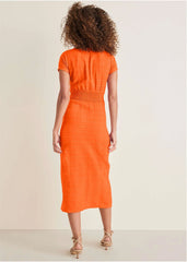 Linen Midi Dress Orange