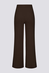 Ribbed Knit Wide Leg Joggers in Pecan