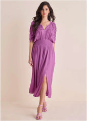 Short Sleeve Midi Dress Cattleya Orchid