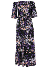 Off The Shoulder Maxi Dress Purple Multi