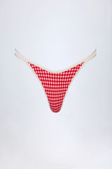 Double Strap Cheeky Bikini Bottoms in Red Gingham