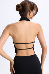 Modal Cowl Neck Open Back Top in Black