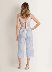 Linen Jumpsuit Etched Coastal Floral