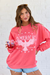 America Eagle Light Red Graphic Sweatshirt