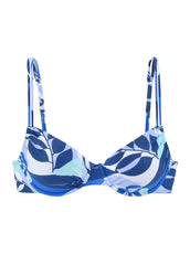 Underwire Bikini Top Blue White Tropic