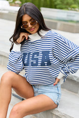 USA Striped Mock Neck Sweatshirt