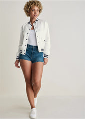 V Matte Satin Bomber Cloud Dancer