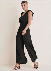 Tie Strap Wide Leg Jumpsuit Jet Black