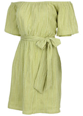 Off The Shoulder Mini Dress Light Green