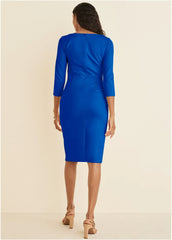 Ponte Ruched Dress Blue