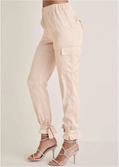 Satin Jogger Pants Peach Dust