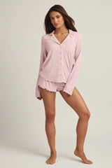 Modal Long Sleeve Pyjama Top in Baby Pink