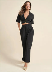 Flare Leg Suiting Set Black