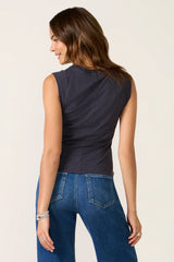 Ruched Split Neck Tank