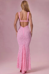 Lace Sweetheart Neck Gown in Blush Pink