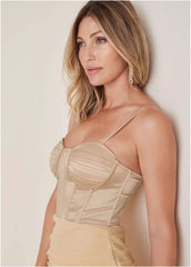 Overlay Bandage Mini Dress Biscotti