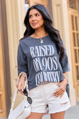 Raised On 90s Country Charcoal Oversized Graphic Tee