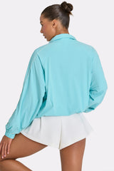 Oversized Track Jacket in Aqua