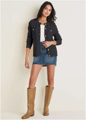 Button Detail Cardigan Jet Black
