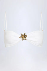 Hardware Detail Halterneck Bikini Top in White