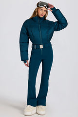 Waterproof Padded Belted Ski Suit in Teal