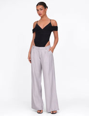 AMBERLY SUIT PANT GREY PINSTRIPE GREY PINSTRIPE